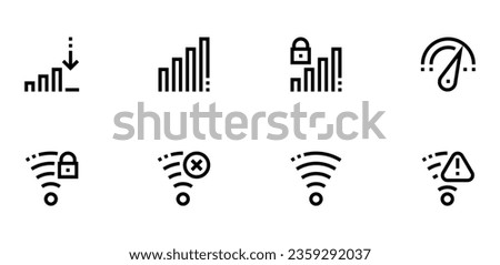 mobile phone system icons, wifi signal strength, technology vector icons for web design