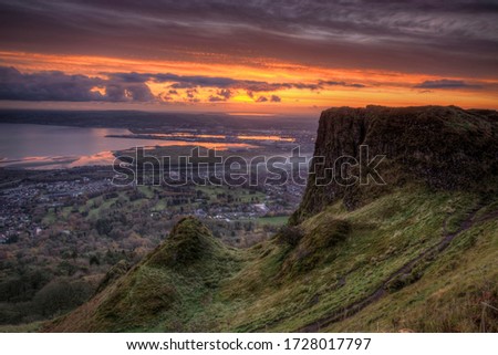 Belfast City Cavehill Mountains at Sunrise