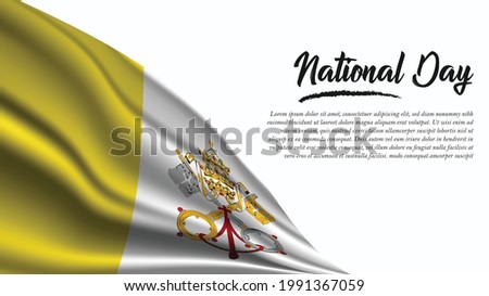 National Day Banner with Vatican City Flag background. It will be used for Poster, Greeting Card. Vector Illustration.