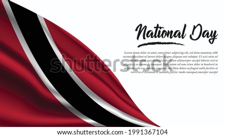 National Day Banner with Trinidad and Tobago Flag background. It will be used for Poster, Greeting Card. Vector Illustration.