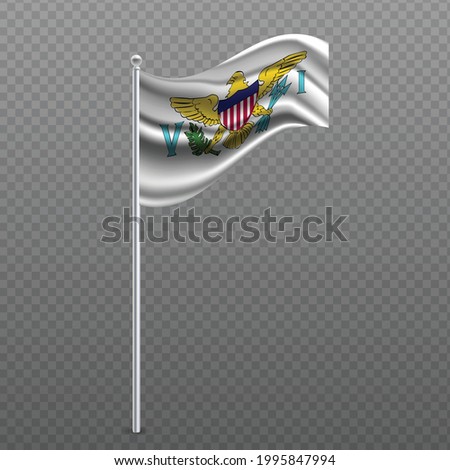 Virgin Islands Us waving flag on metal pole. Vector illustration.