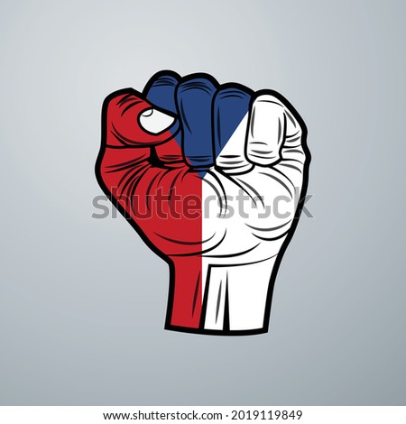 Czech Republic Flag with Hand Design isolated on white background. Vector illustration