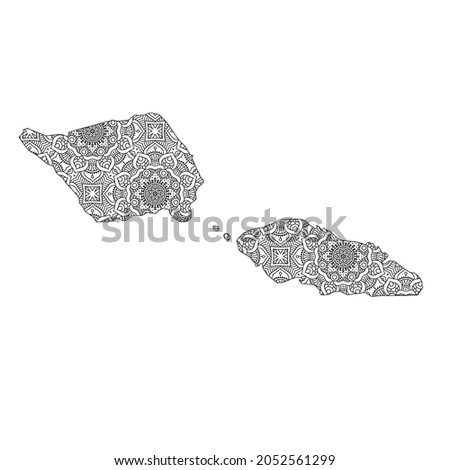 Samoa map with mandala Design. Vector Illustration