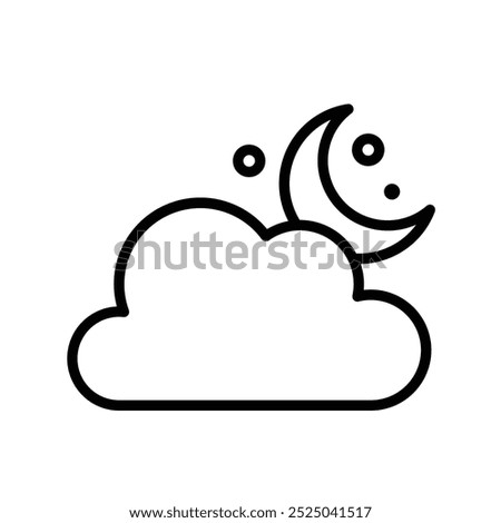 cloudy night icon. Outline style design isolated on white background