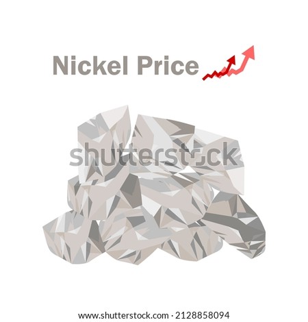Russia's invasion of Ukraine to impact global nickel supply; nickel prices surge. Nickel, up arrow and money icon.  Foto d'archivio © 