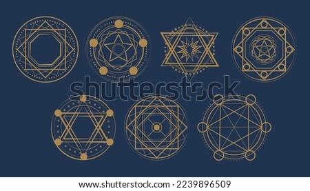 Magic circle, Mystical geometry symbol. Linear alchemy, occult, philosophical sign. Astrology and religion concept.