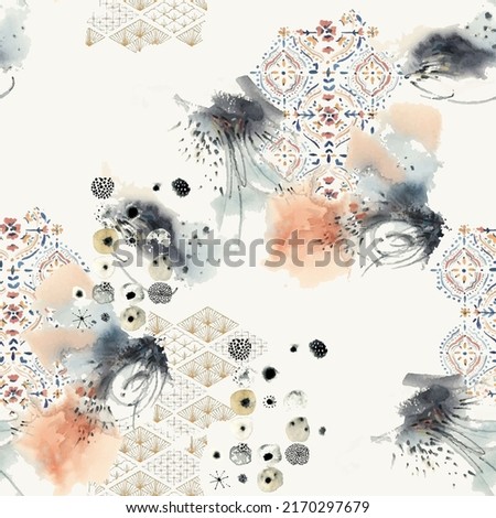 Beautiful seamless silk scarf printed pattern design, in abstract and elegant style. Design for accessories Hijab, kerchief, bandana, fabric, fashion, shawl, and wallpaper Stock fotó © 