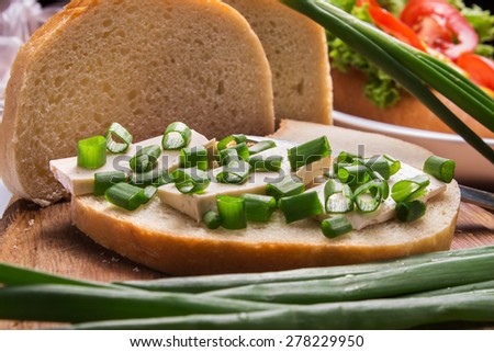 Open sandwich with feta cheese