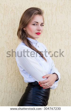 beautiful sexy, businesswoman in suit .Telefon, business ,negotiations