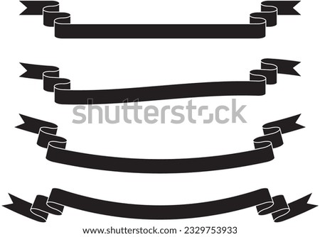 A set of simple and long monochrome title ribbons (black).