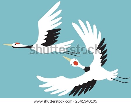 
Simple illustration material of a crane flying in the sky