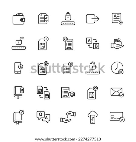 Mobile sim registration vector icons