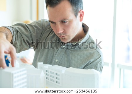 Architect working on a new architectural model