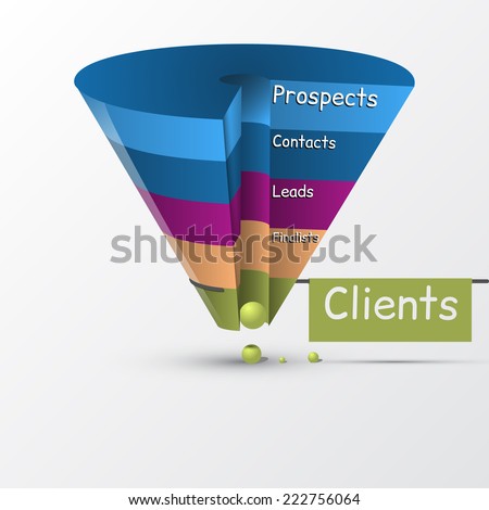 Sales funnel on a gray background 3D. Vector illustration.