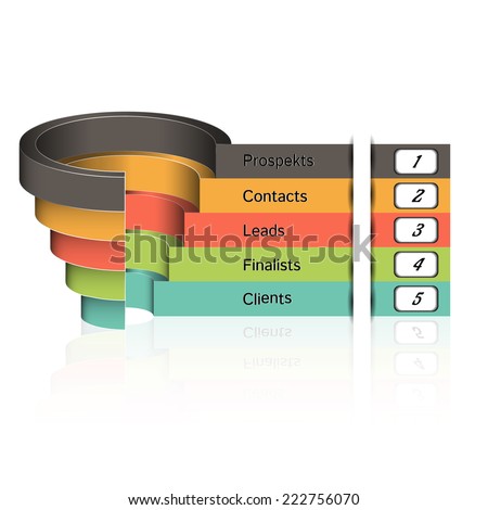 Sales funnel on a gray background 3D. Vector illustration.