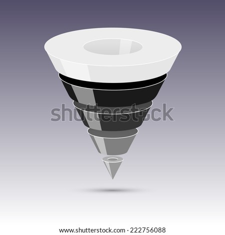 Sales funnel on a gray background 3D. Vector illustration.