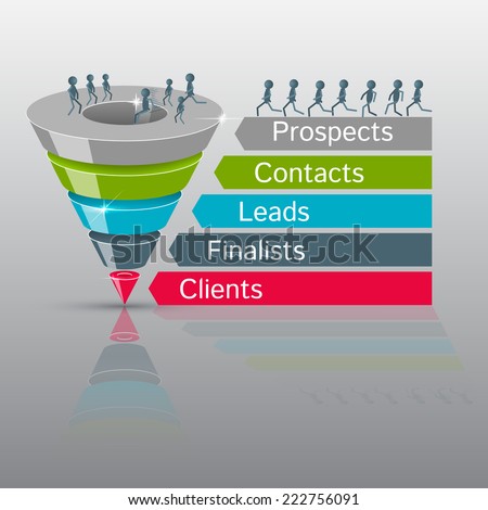 Sales funnel on a gray background 3D. Vector illustration.