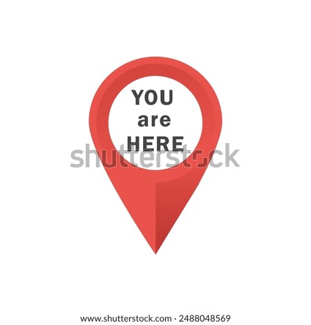 you are here location vector icon. Place symbol. Vector sign isolated on white background.	