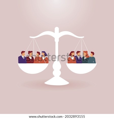 Equal Measure of employers, justice equality, weight, balance, illustration regulation law fairness Foto stock © 