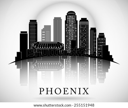 Phoenix, Arizona skyline. Detailed vector silhouette 