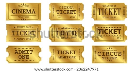 Vector set of golden tickets template. Invite ticket .Vector illustration.