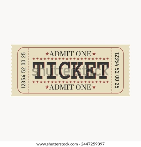 Retro ticket design template. Admit one. Ticket for cinema, movie, circus, carnival, film, festival, etc. Vector illustration