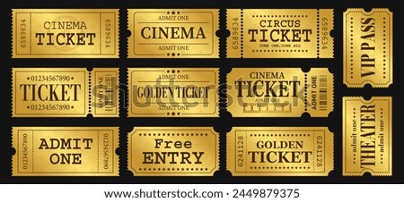 Vector set of golden ticket template. Invite ticket .Vector illustration.