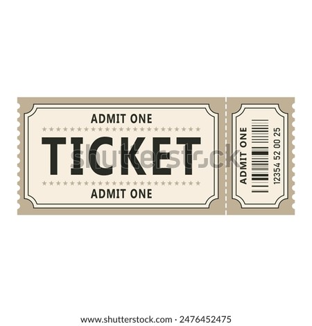 Retro ticket design template. Admit one. Ticket for cinema, movie,circus,carnival, film,festival etc. Vector illustration
