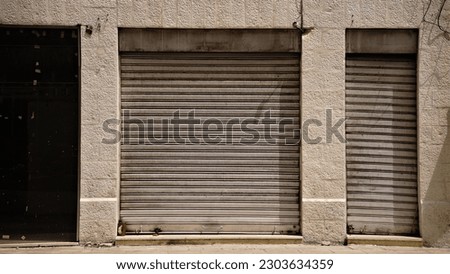 metal roller doors on the facade Foto stock © 