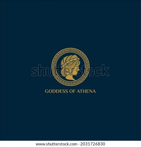 Athena goddess vector illustration logo with gold nuance, suitable for fashion, boutique and cosmetic businesses
 Stok fotoğraf © 