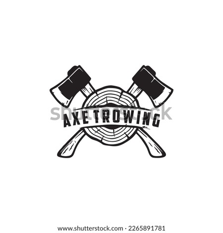 ax and wood throwing illustration logo. elegant, classic, simple and easy to apply
