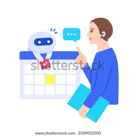 AI secretary. Vector illustration of an AI assisting with scheduling and other duties.