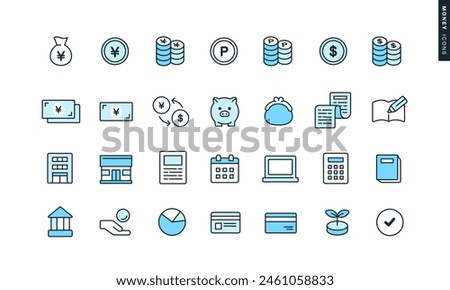 Illustration about money. Set of vector icons of asset building.