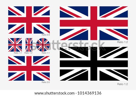  Union Jack. Flag of United Kingdom of Great Britain with Different Ratio and Correct Color Scheme. Vector illustration