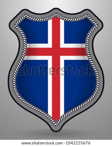 Flag of Iceland. Vector Badge and Icon. Vertical Orientation Version