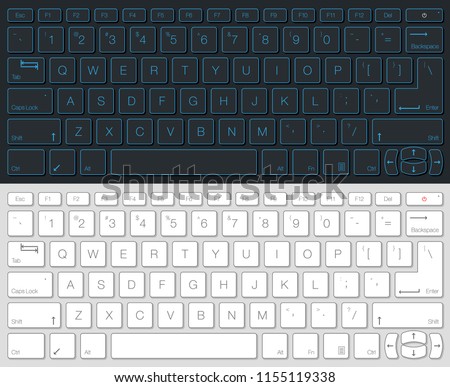 Computer Keyboard Vector Isolated. Gray and White Version. Top View