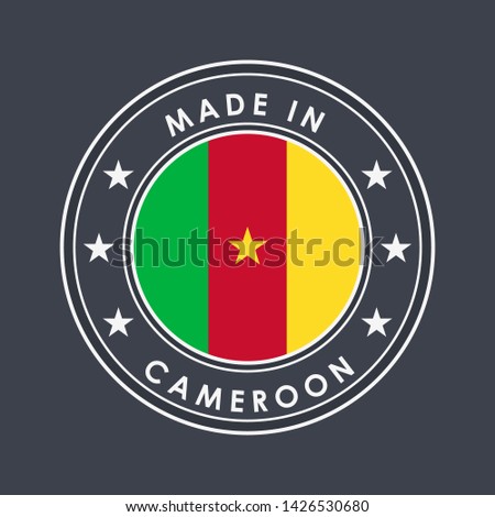 Flag of Cameroon. Round Label with Country Name for Unique National Goods. Vector Isolated