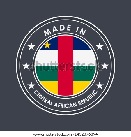 Flag of Flag of Central African Republic. Round Label with Country Name for Unique National Goods. Vector Isolated