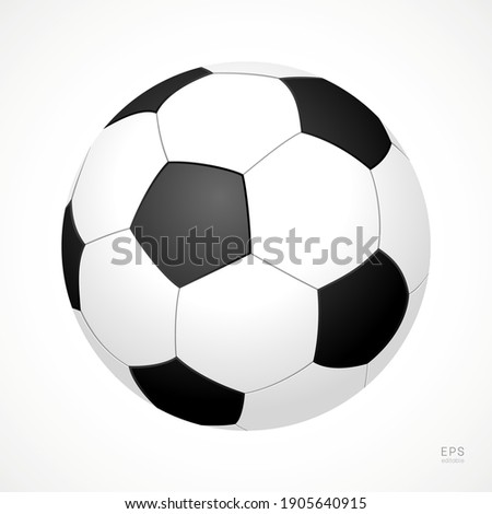 Football Vector Icon. Black and White Soccer Ball. Half-Turn View