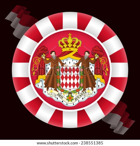Monaco Coat of Arms. Editable Vector Illustration. Vector EPS and High Resolution JPG Files Include
