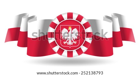 Polish Coat of Arms on National Flag. Editable Vector Illustration. Vector EPS and High Resolution JPG Files Include