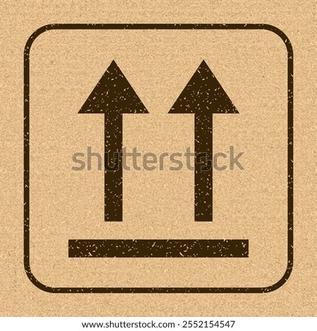 This Way Up. Correct Orientation Indicator. Packaging Symbol. Sign and Label Indicating Packages That Must Be Kept Upright to Protect Contents. Upward Arrows - Vector Symbol