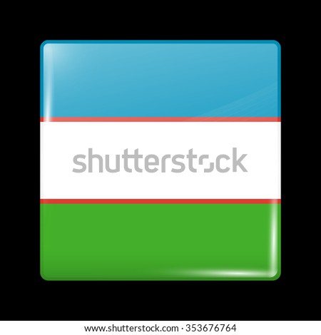 Uzbekistan Variant Flag. Glassy Icon Square Shape. This is File from the Collection Flags of Asia