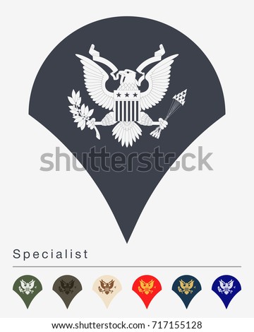Military Ranks and Insignia. Stripes and Chevrons of Army. Specialist