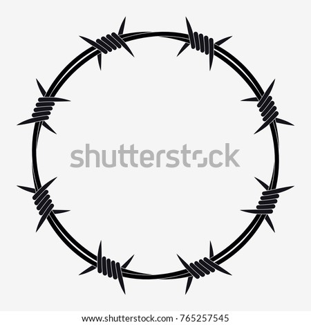 Barbed Wire of Circle Shape. Vector Silhouette Stock foto © 