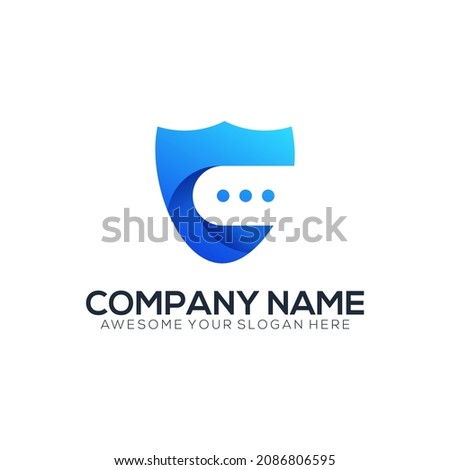 Security Logo modern gradient colorful with chat element