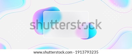 Fluid creative background. Glassmorphism style new trend 2021. Frosted glass effect. Pastel colours: pink, purple, blue on white backdrop. Curved lines graphic design. Sale banner. Blurred gradient