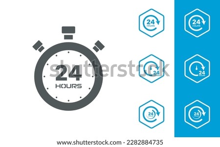 
24 hour icons are designed in a simple. Twenty four hour with arrow loop vector icon for apps and websites. easy to change colour and size in vector illustration