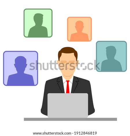 
online meeting vector icon illustration with teleconference
for web design isolated on a white background
