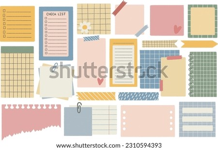 Cute paper stickers for notes. Rough, sloppy texture. Digital Bullet Journal.